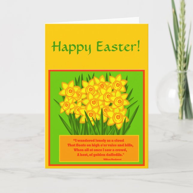 Daffodils Poem, Happy Easter card (Front)