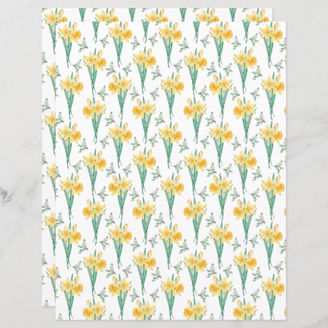 Daffodils Scrapbook Paper (Front/Back)
