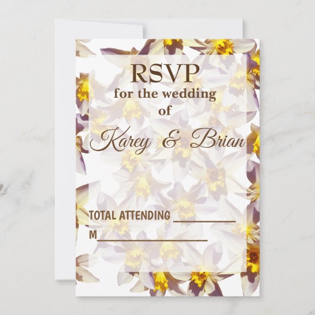 Daffodils Script , Elegant  RSVP Photo Card (Front)
