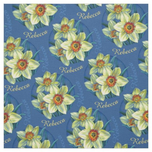 Daffodils spring botanical art watercolor fabric