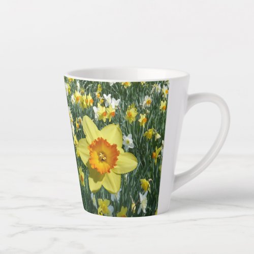 Daffodils Spring Fl Field Yellow Orange Latte Mug