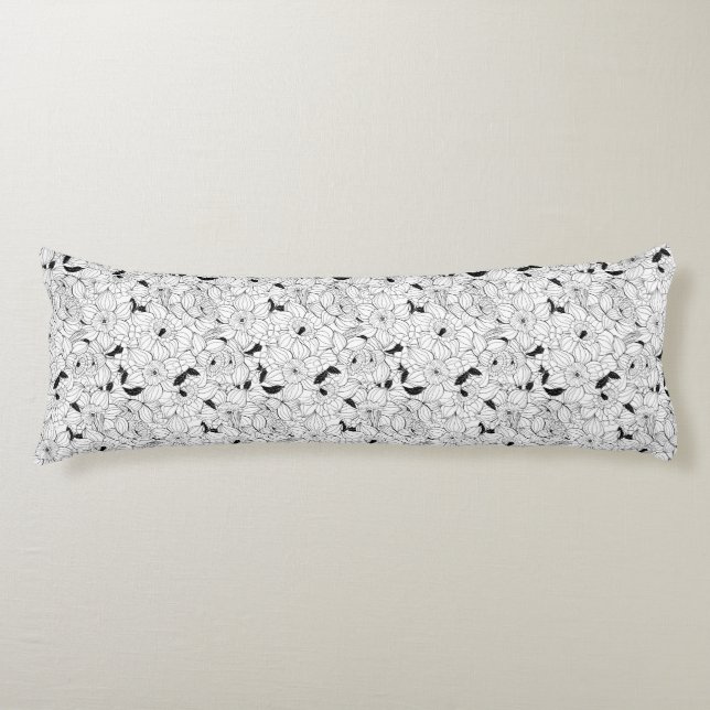 Daffodils spring floral pattern body pillow (Front)