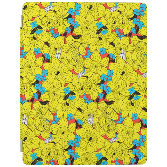 Daffodils spring floral pattern iPad smart cover (Front)