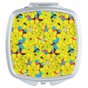 Daffodils spring floral pattern mirror for makeup