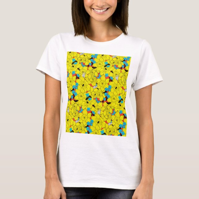Daffodils spring floral pattern T-Shirt (Front)