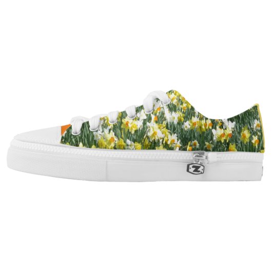 Daffodils Spring Flowers Low Top Zipz Shoes (Left Shoe Outside)