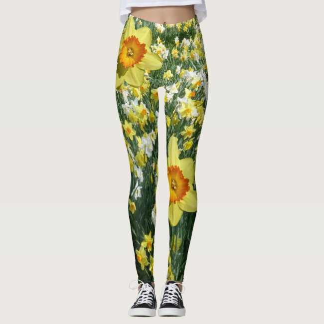 Daffodils Spring Flowers Yellow Orange Legging