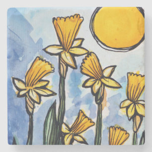Daffodils stone coaster