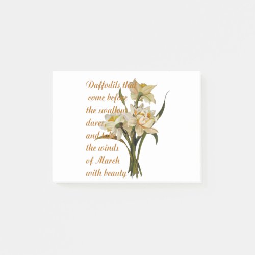 Daffodils That Come Shakespearian Quote Post_it Notes