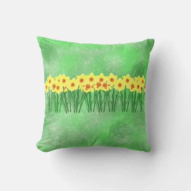 Daffodils Throw Pillow (Front)