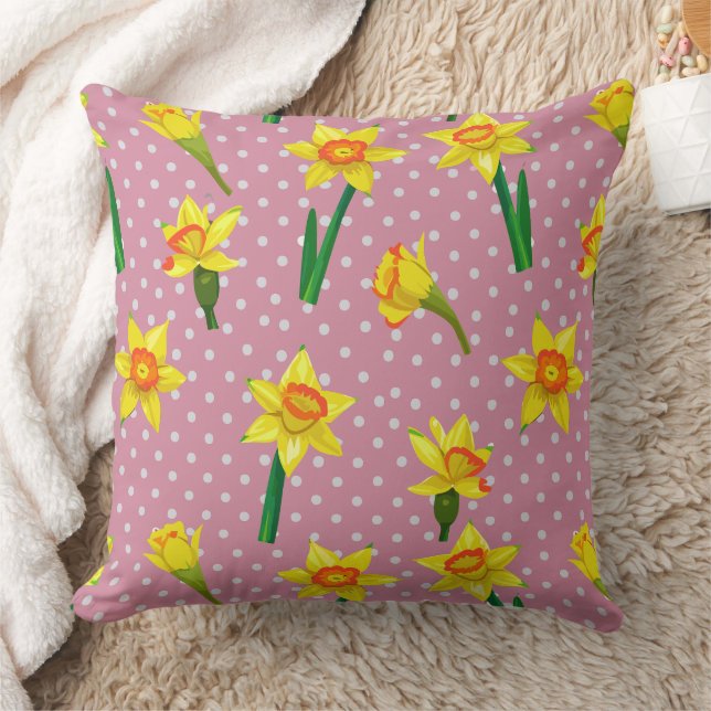 Daffodils Throw Pillow (Blanket)