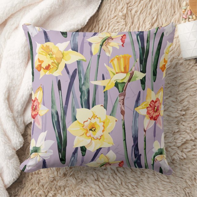 Daffodils Throw Pillow (Blanket)