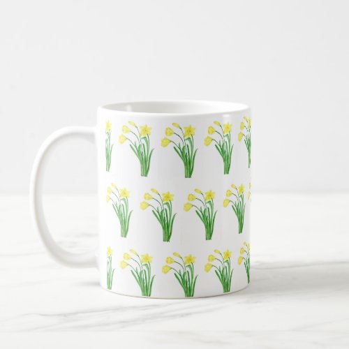 Daffodils Watercolor Yellow Floral Spring Pretty Coffee Mug