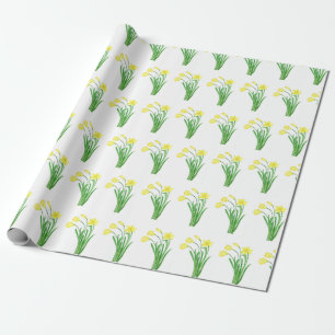 Daffodils Watercolor Yellow Floral Spring Pretty Wrapping Paper