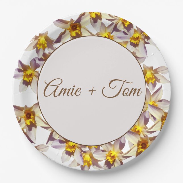 Daffodils Wedding Custom paper plates (Front)