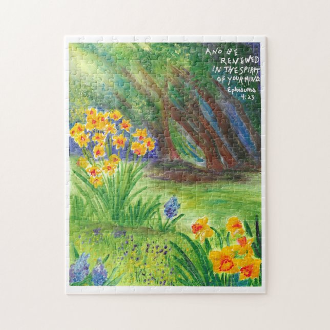 Daffodils with Scripture Christian Puzzle (Vertical)