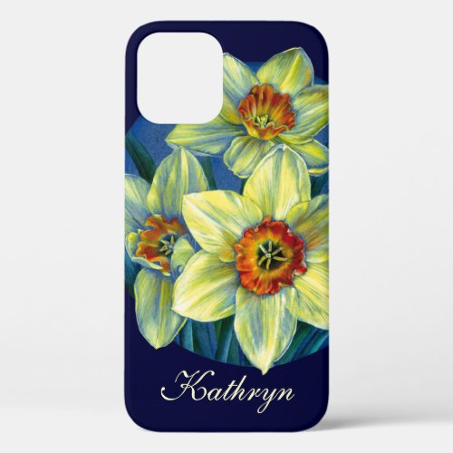 Daffodils yellow blue personalized spring case