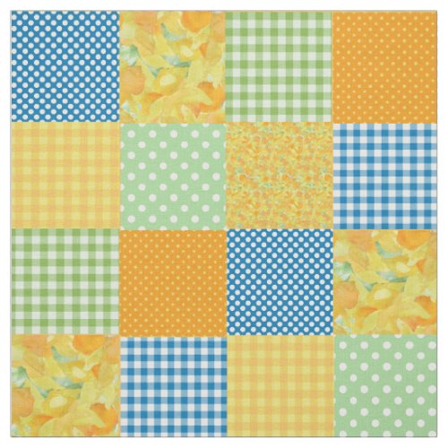 Daffy_down_Dillies Faux Patchwork Pattern Fabric