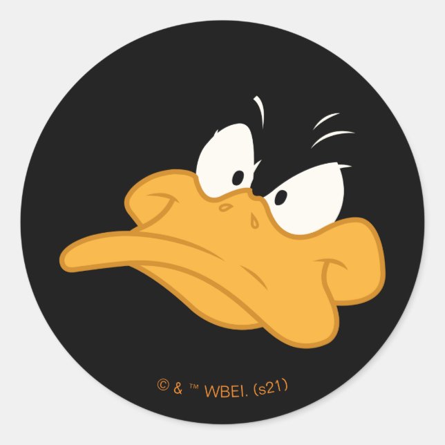 DAFFY DUCK™ Angry Face Classic Round Sticker (Front)