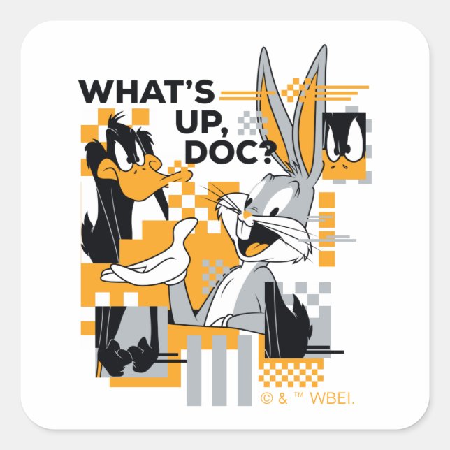 DAFFY DUCK™ & BUGS BUNNY™ Glitch Square Sticker (Front)