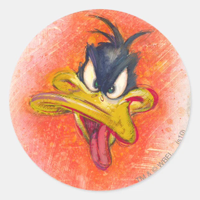 DAFFY DUCK™ in Orange Classic Round Sticker | Zazzle