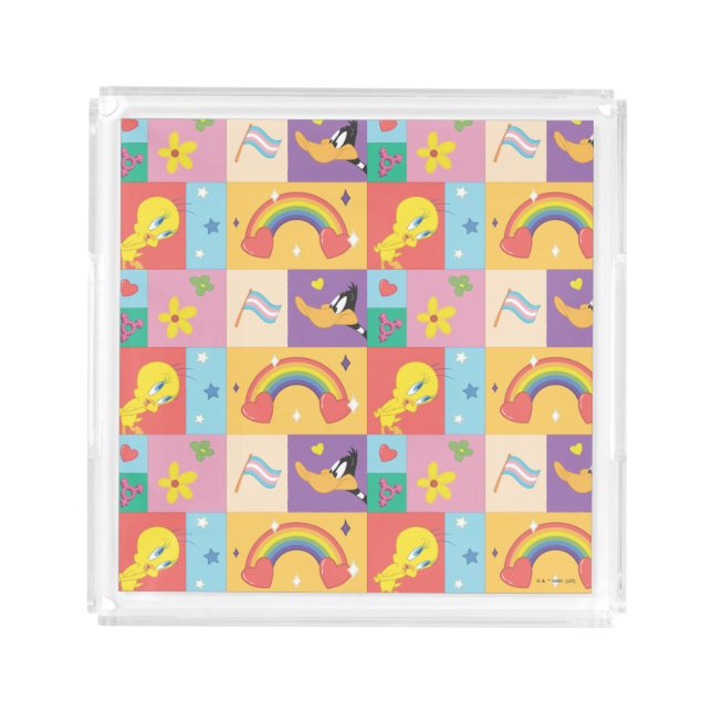 DAFFY DUCK™ & TWEETY™ - Pride Pattern Acrylic Tray (Front)
