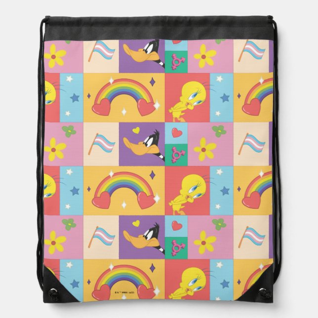 DAFFY DUCK™ & TWEETY™ - Pride Pattern Drawstring Bag (Front)