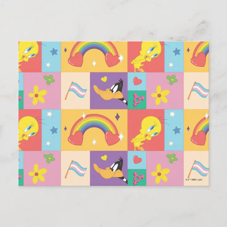 DAFFY DUCK™ & TWEETY™ - Pride Pattern Postcard