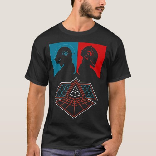 Daft Arts Punk Band _ Red And Blue Mask Classic T_ T_Shirt
