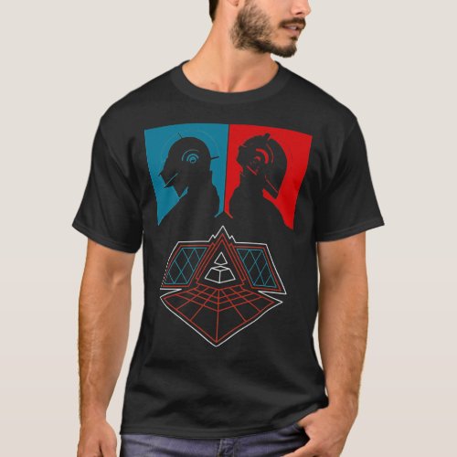 Daft Arts Punk Band _ Red And Blue Mask   T_Shirt
