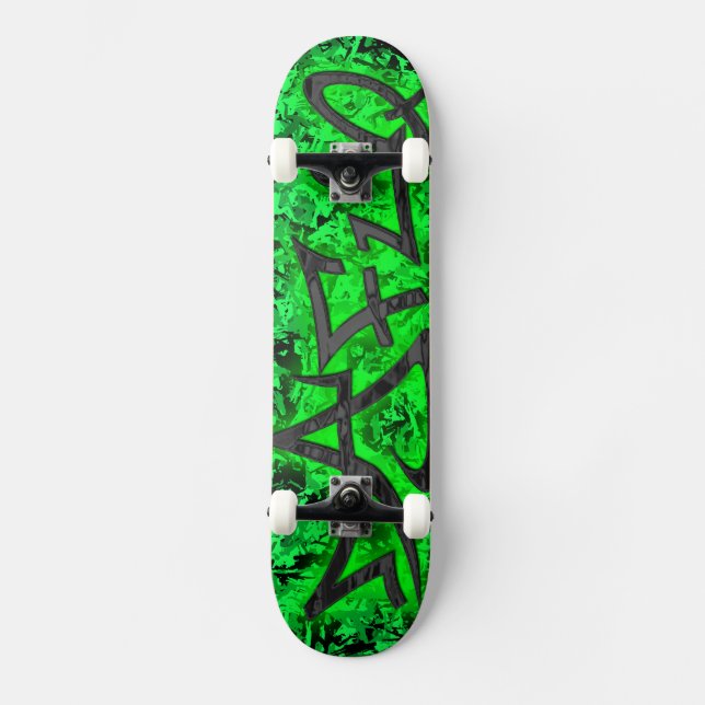 Dafuq Street Writer Green On Green Camo Skateboard (Front)