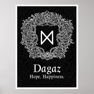 Dagaz /Happiness/ Black Version Poster