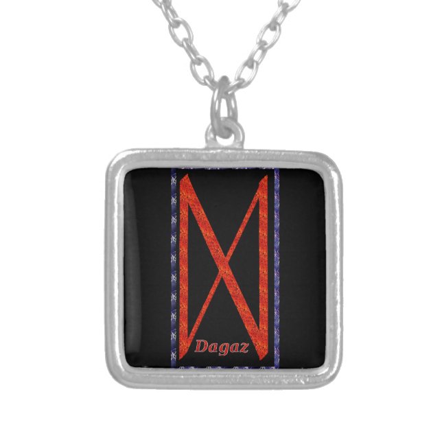 Dagaz Rune Silver Plated Necklace (Front)