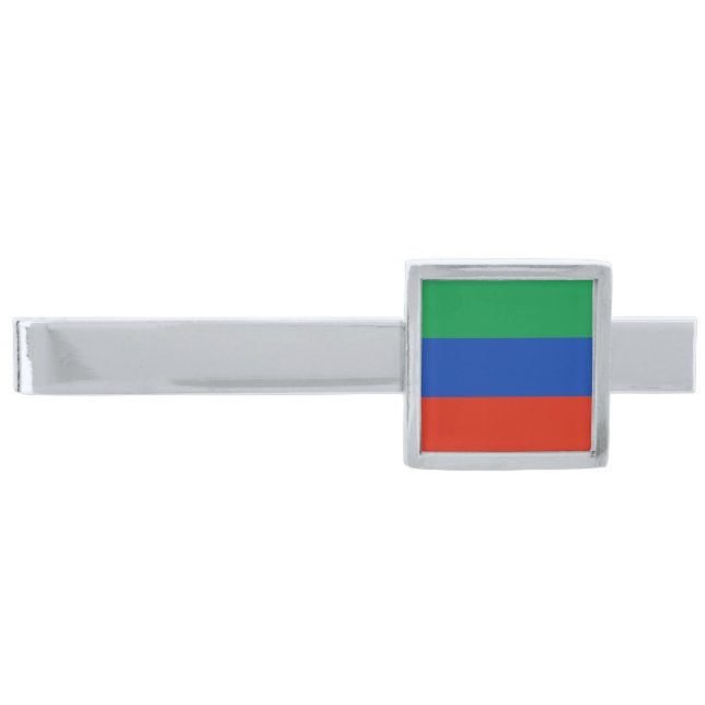 Dagestan Flag Silver Finish Tie Bar (Front)
