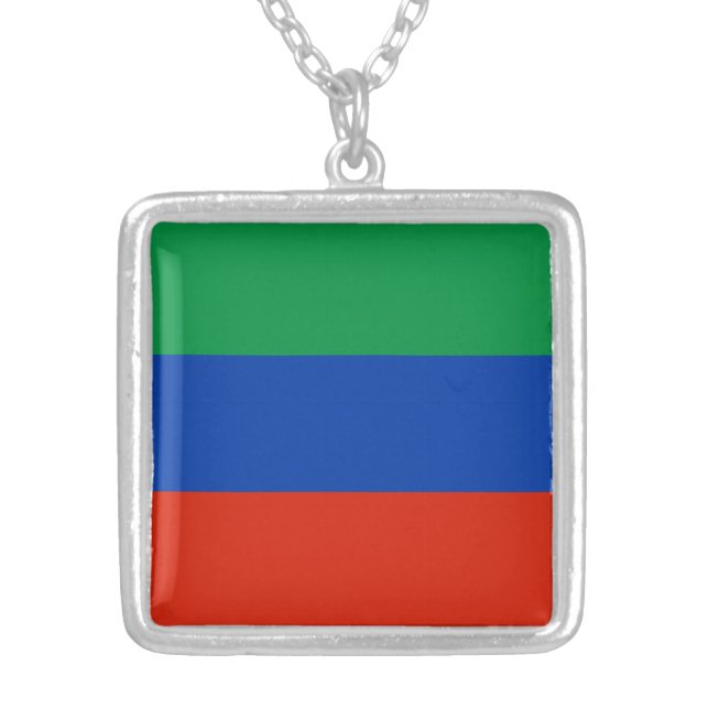 Dagestan Flag Silver Plated Necklace (Front)
