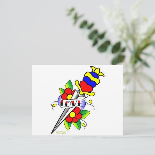 Dagger Flowers and Love Tattoo (Standing Front)