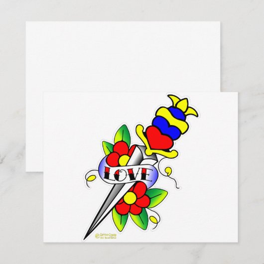 Dagger Flowers and Love Tattoo (Front/Back)