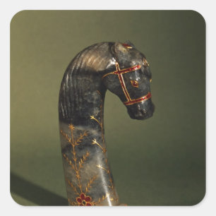 Dagger handle in the form of a horse's head square sticker