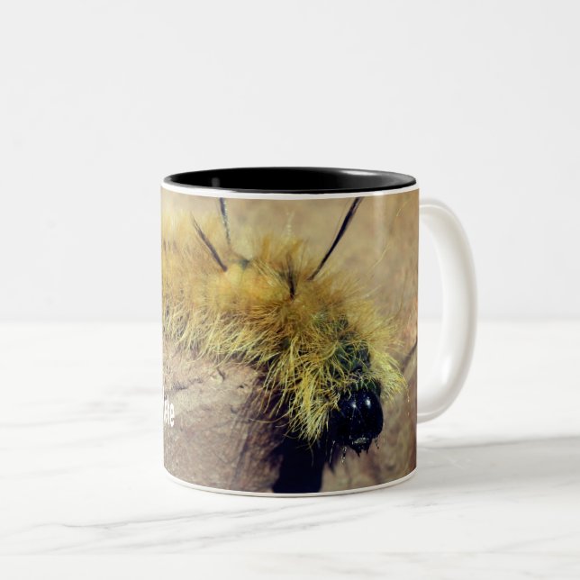 Dagger Moth Caterpillar Nature Personalized Two-Tone Coffee Mug (Front Right)