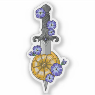 Dagger with orange and violets Fourth Wing Sticker