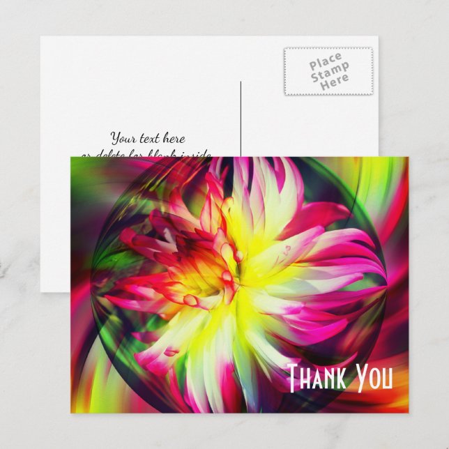 Dahlia Abstract Floral Thank You Postcard (Front/Back)