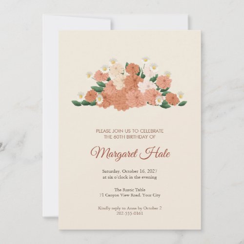 Dahlia and Chamomile 60th Birthday Invitation