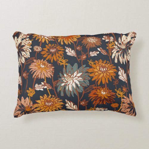 Dahlia and chrysanthemums bold seamless pattern a accent pillow