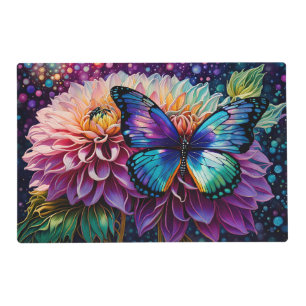 Dahlia And Iridescent Butterfly Placemat