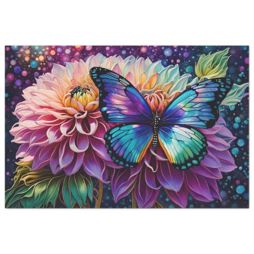 Dahlia And Iridescent Butterfly Tissue Paper