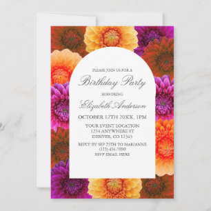 Dahlia Autumn Floral Birthday Invitation