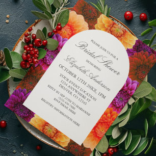 Dahlia Autumn Floral Bridal Shower Invitation
