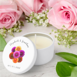 Dahlia Autumn Floral Wedding Mini Candle Favors