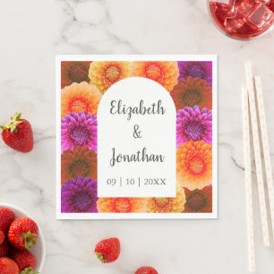 Dahlia Autumn Floral Wedding Napkins