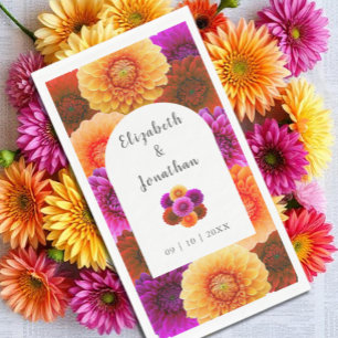 Dahlia Autumn Floral Wedding Paper Guest Towels